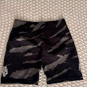 Darc Sport Black and Gray Striped Athletic Shorts